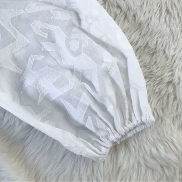 PARKER White One Shoulder Top Blouse Cotton Long Sleeve Ruffle Tassel XS New - Picture 8 of 16